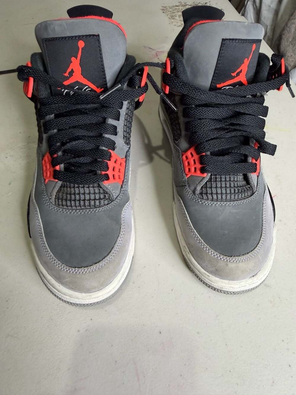Jordan 4 Retro Infrared Size 8 Dark Grey Red Basketball Sneakers